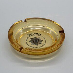 Vintage Amber Glass Diplomat Resort Ashtray From Hollywood-By-The-Sea Florida